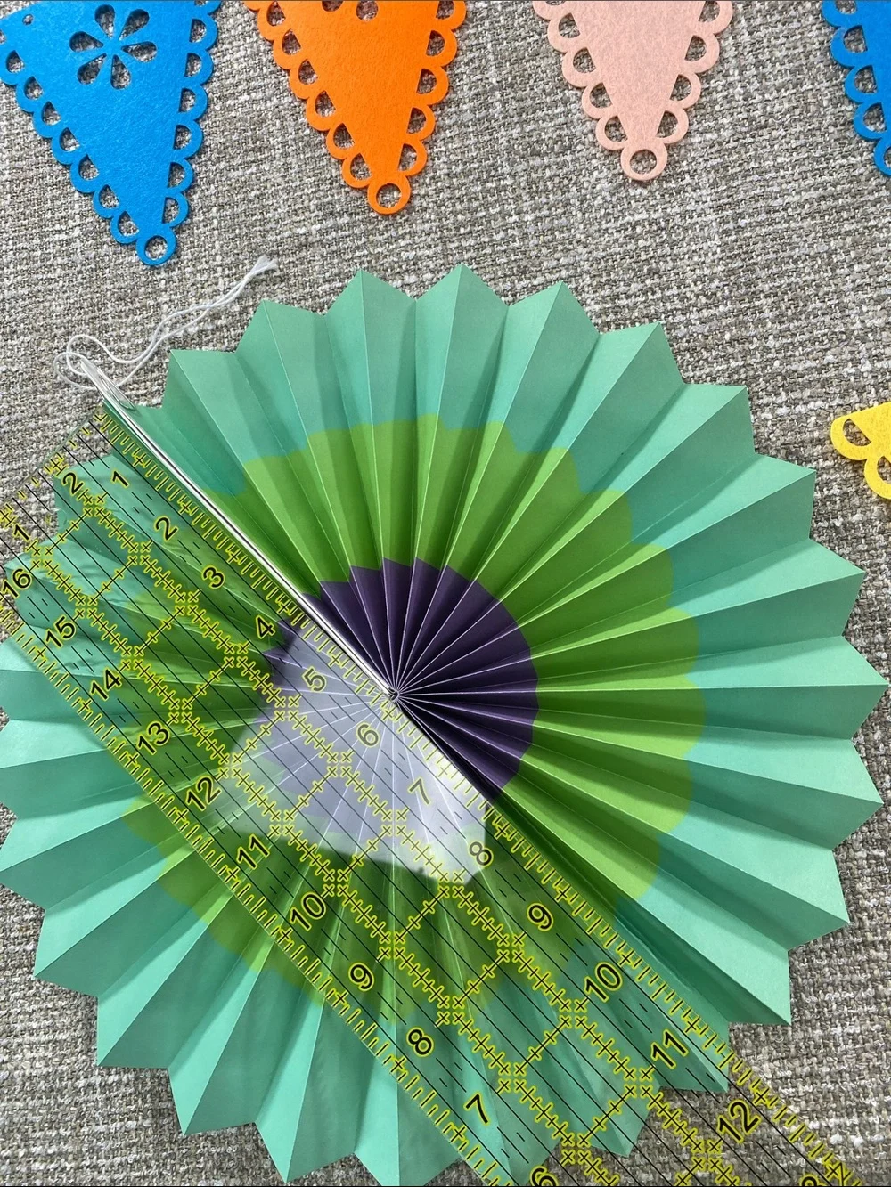 Colorful Fiesta Paper Rosette Fans & Cutout Triangle Bunting - Multicolor